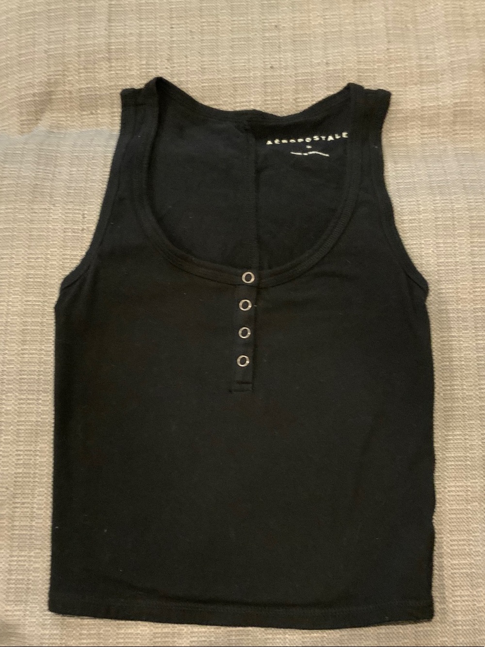 Aeropostale Black Tank Top with Front Snap Details